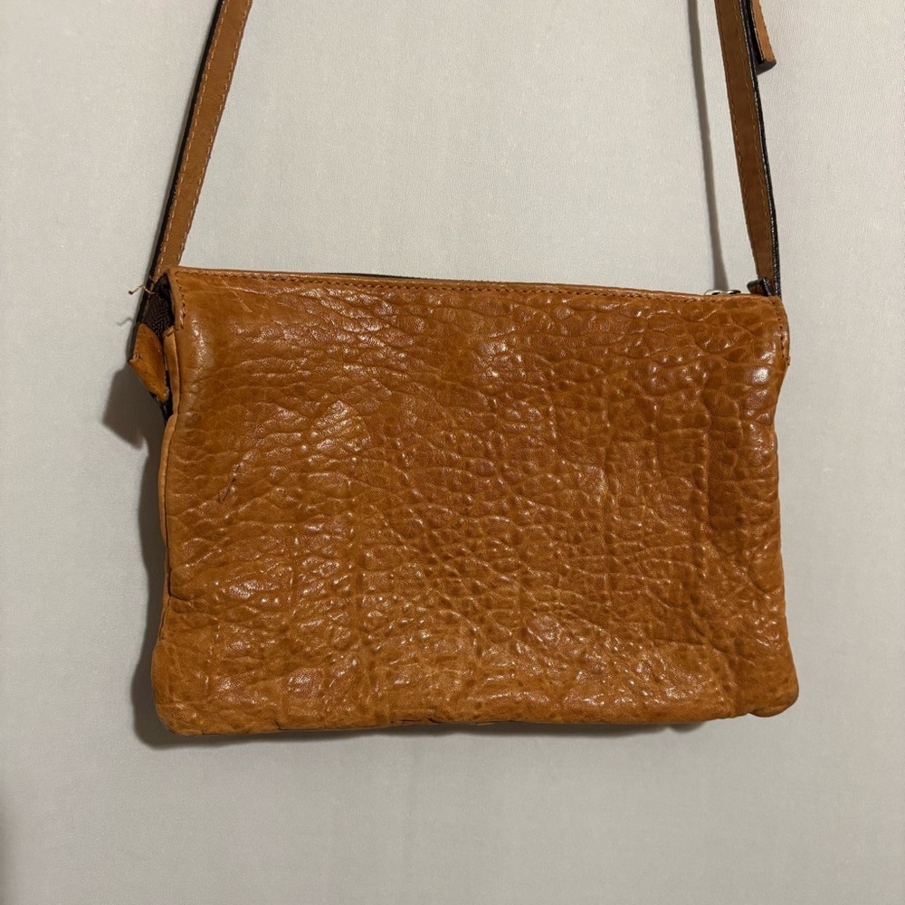 Maxon Collection Pebbled Genuine Leather Crossbody Purse made in Italy zipper - Picture 2 of 14